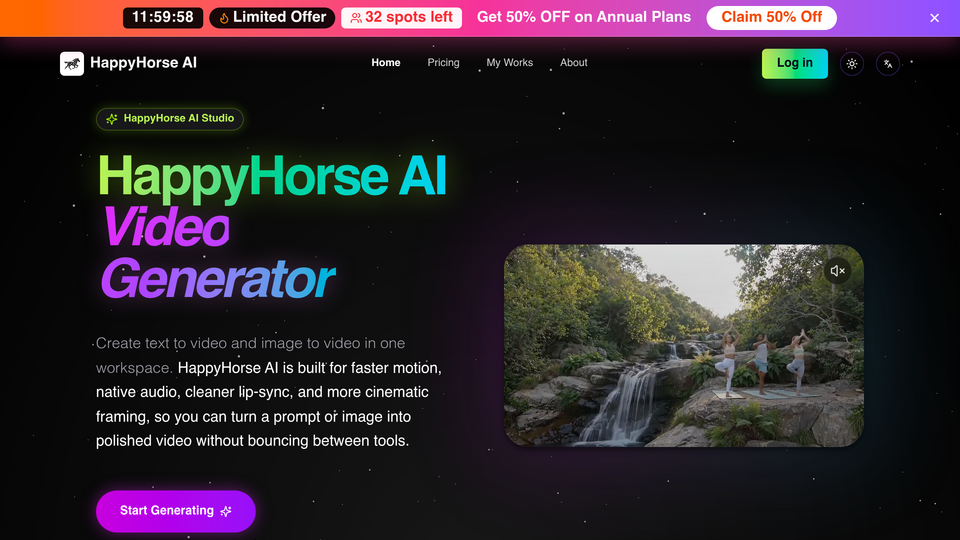 Screenshot of HappyHorse AI