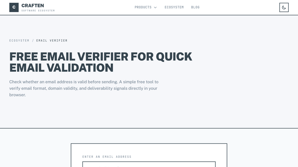 Screenshot of 100% Free Email Verifier