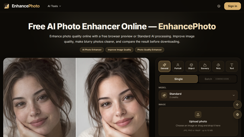 Screenshot of EnhancePhoto