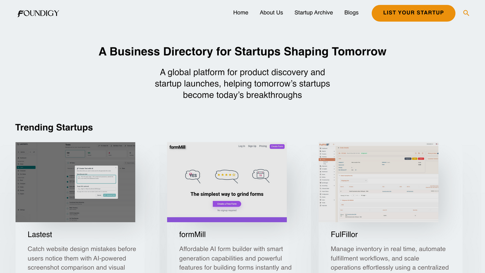 Screenshot of Foundigy