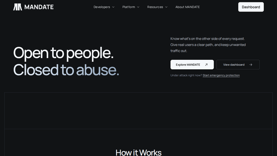 Screenshot of MANDATE