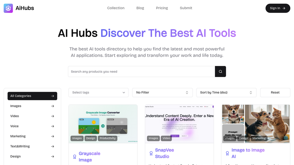 Screenshot of AiHubs