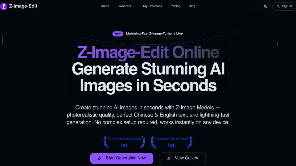 Screenshot of Z Image Edit