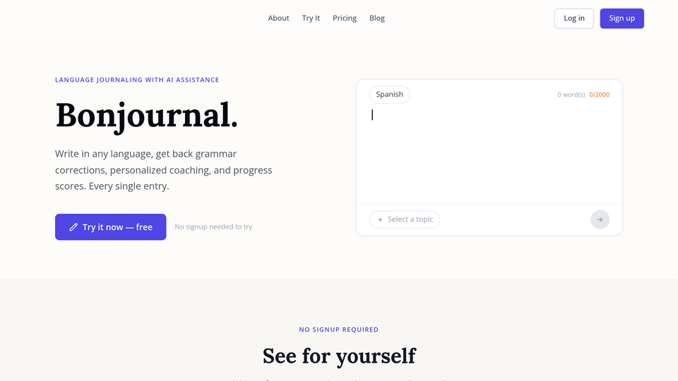 Screenshot of Bonjournal