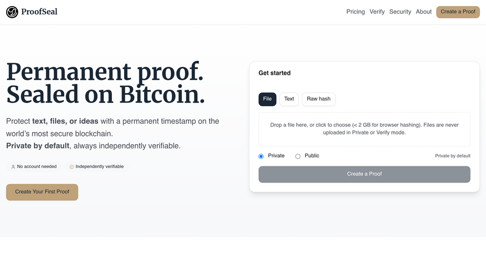 Screenshot of ProofSeal
