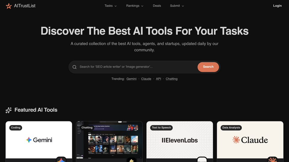 Screenshot of AITrustList