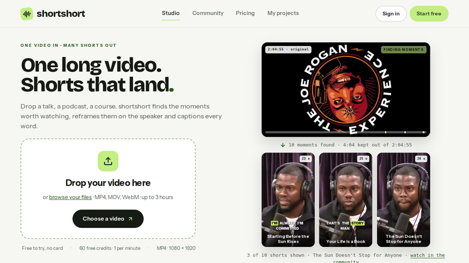 Screenshot of shortshort
