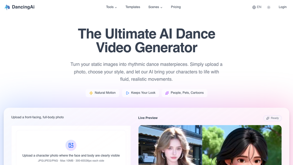 Screenshot of AI Dance Generator