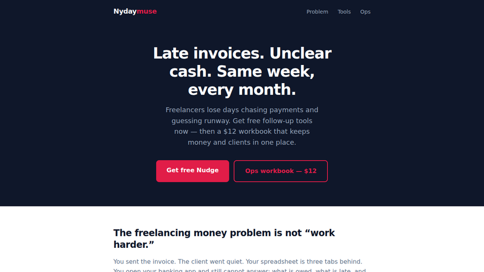 Screenshot of Nydaymuse Freelance Hub