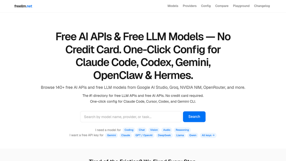 Screenshot of free llm api