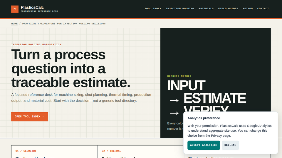 Screenshot of PlasticsCalc