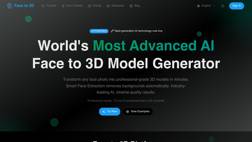 Screenshot of faceto3d