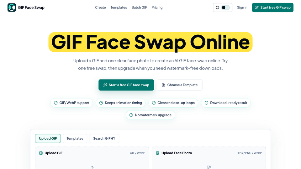 Screenshot of GIF Face Swap