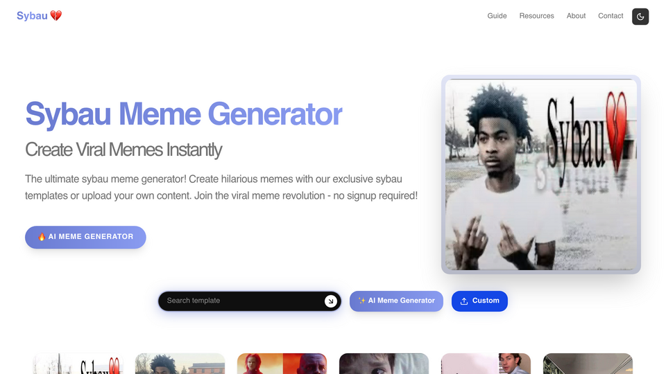 Screenshot of Sybau Meme Generator
