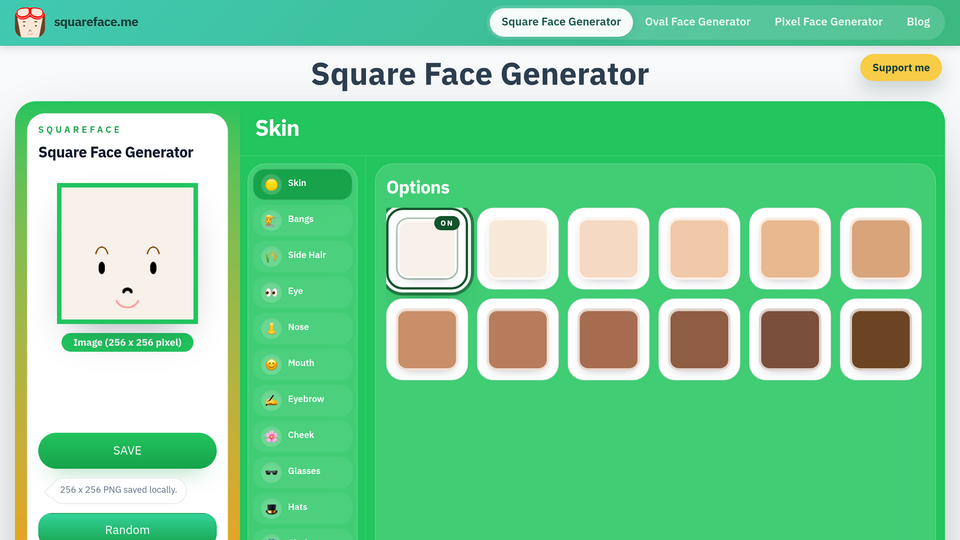 Screenshot of Square Face Generator