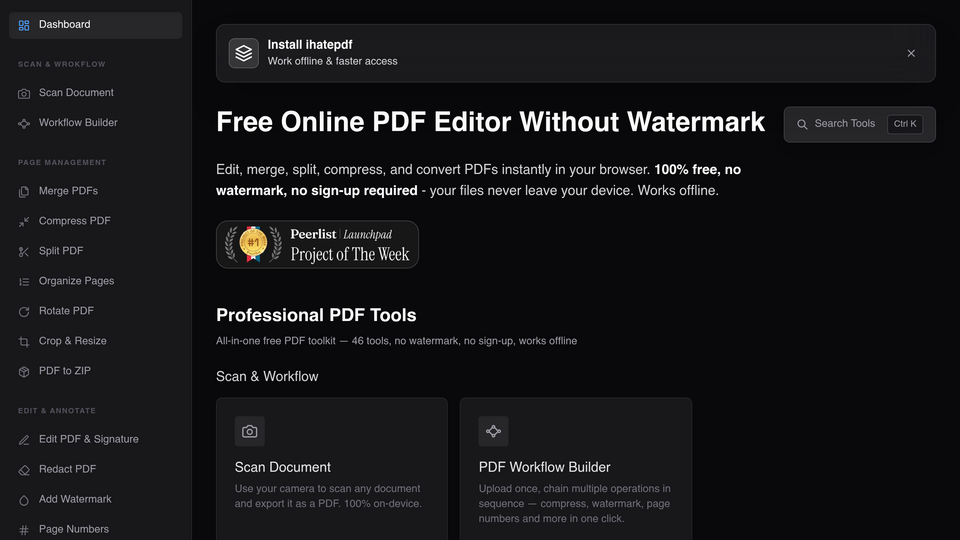 Screenshot of ihatepdf.cv