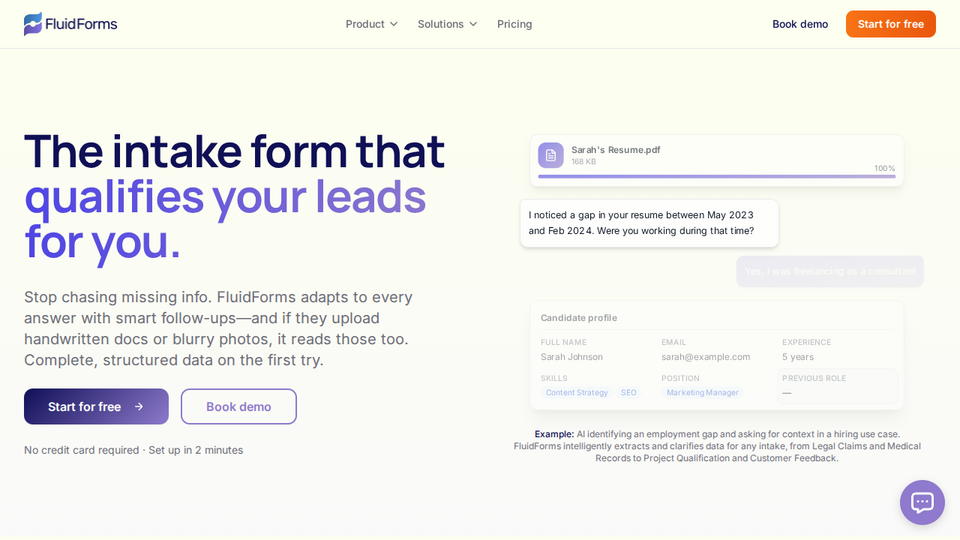 Screenshot of FluidForms