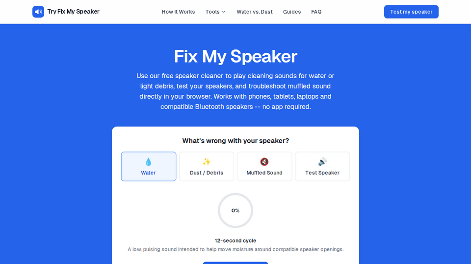 Screenshot of Try Fix My Speaker