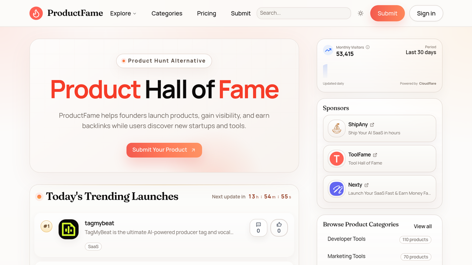 Screenshot of ProductFame