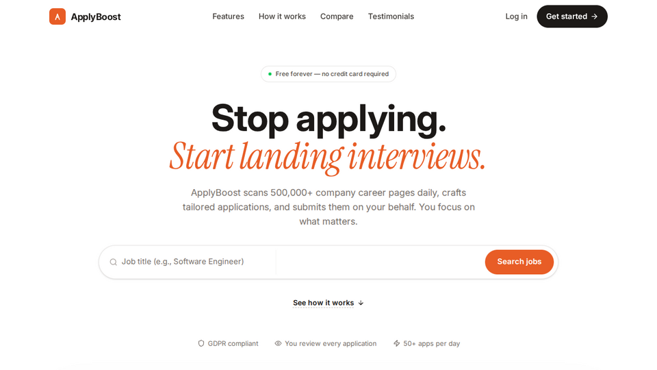 Screenshot of ApplyBoost