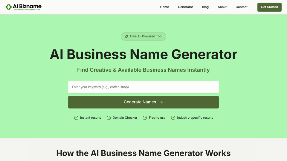 Screenshot of Ai Bizname