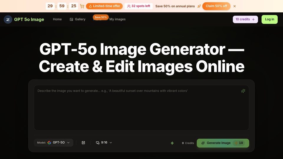 Screenshot of gpt image