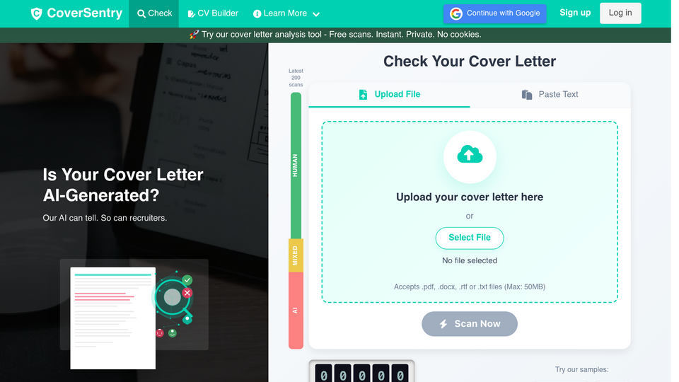 Screenshot of CoverSentry