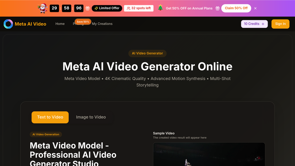 Screenshot of Meta AI Video