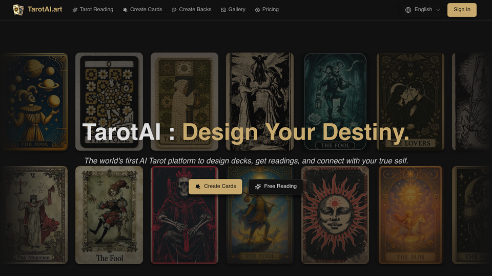 Screenshot of TarotAI