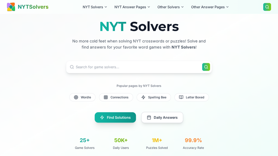 Screenshot of NYT Solvers