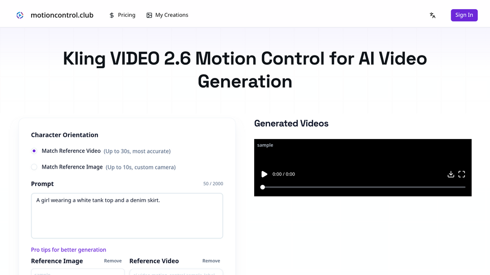 Screenshot of Motion Control Club