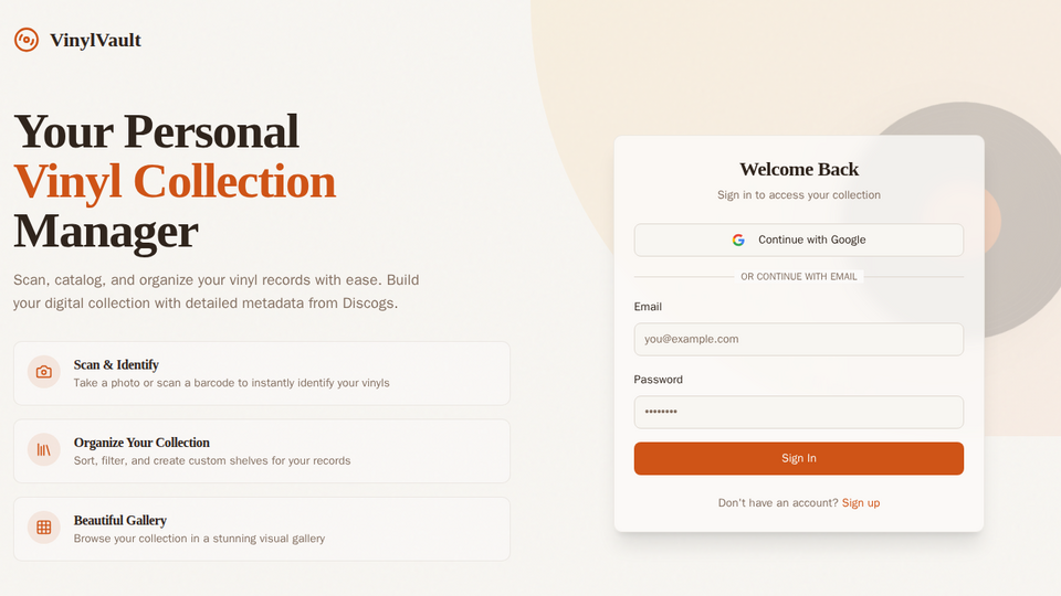 Screenshot of VinylVault