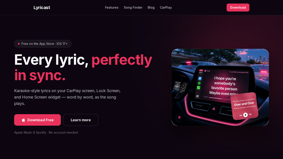 Screenshot of Lyricast