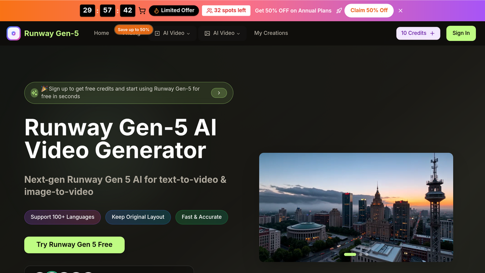 Screenshot of runway gen
