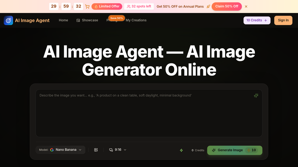 Screenshot of ai image agent