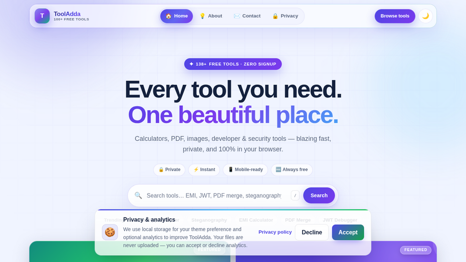 Screenshot of ToolAdda