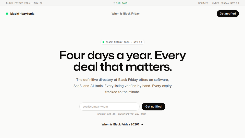 Screenshot of blackfriday.tools
