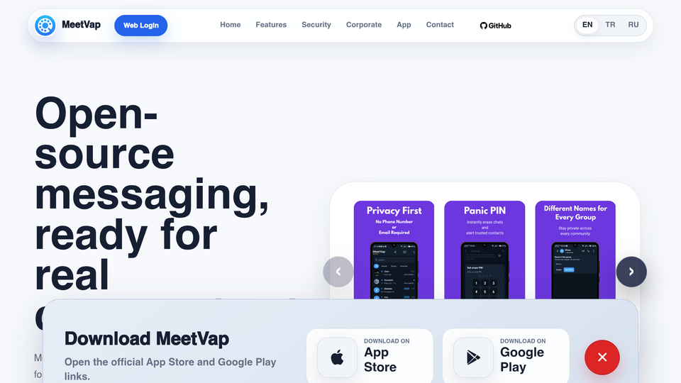 Screenshot of MeetVap