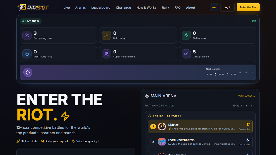 Screenshot of BidRiot