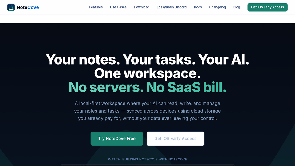 Screenshot of NoteCove
