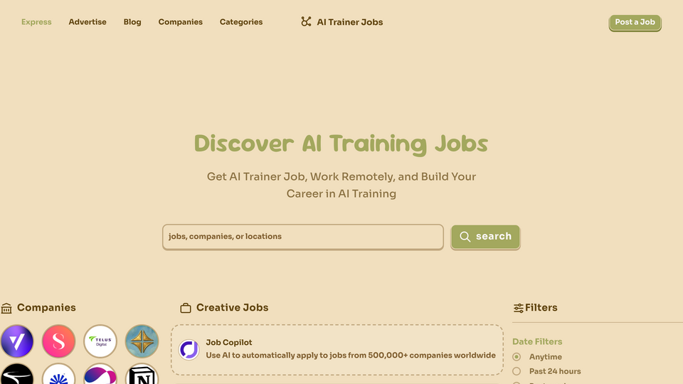 Screenshot of AI Trainer Jobs