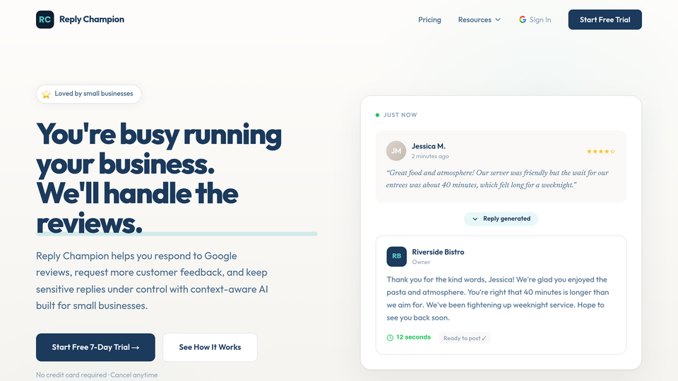 Screenshot of Reply Champion