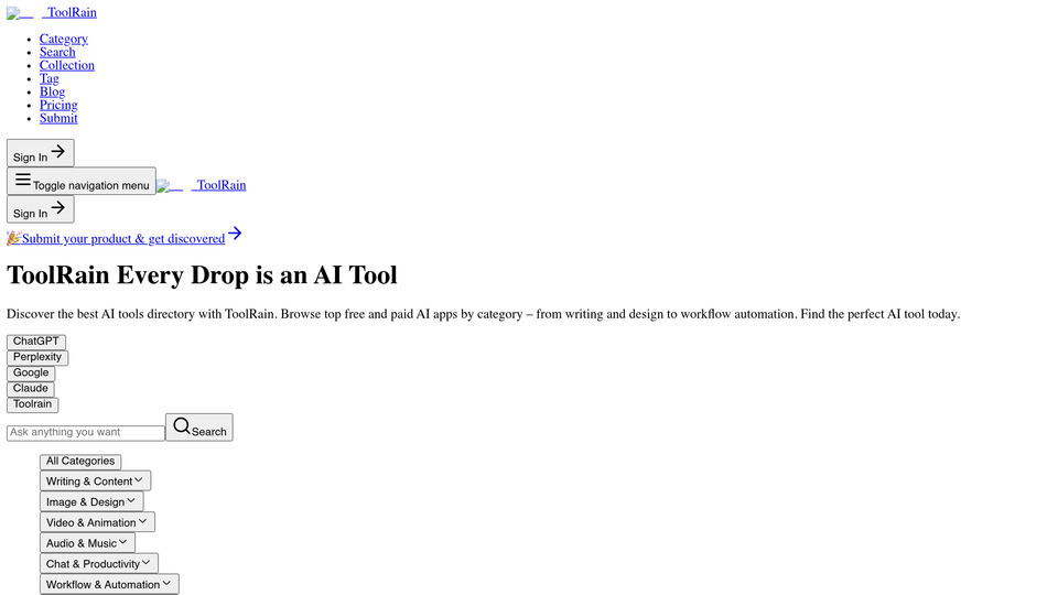 Screenshot of ToolRain