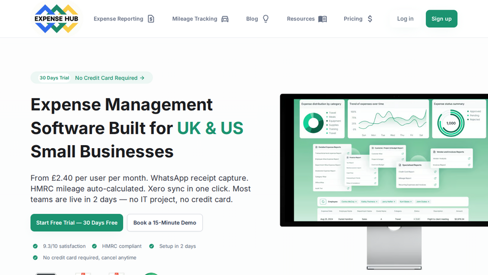 Screenshot of Expense Hub