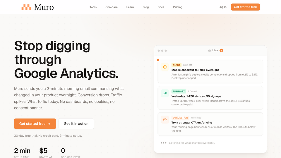 Screenshot of Muro Analytics
