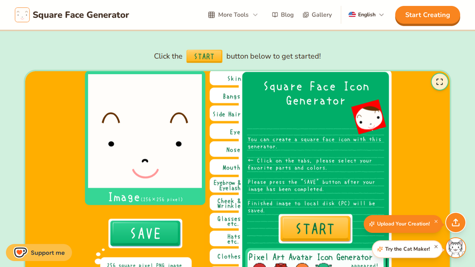 Screenshot of Square Face Generator