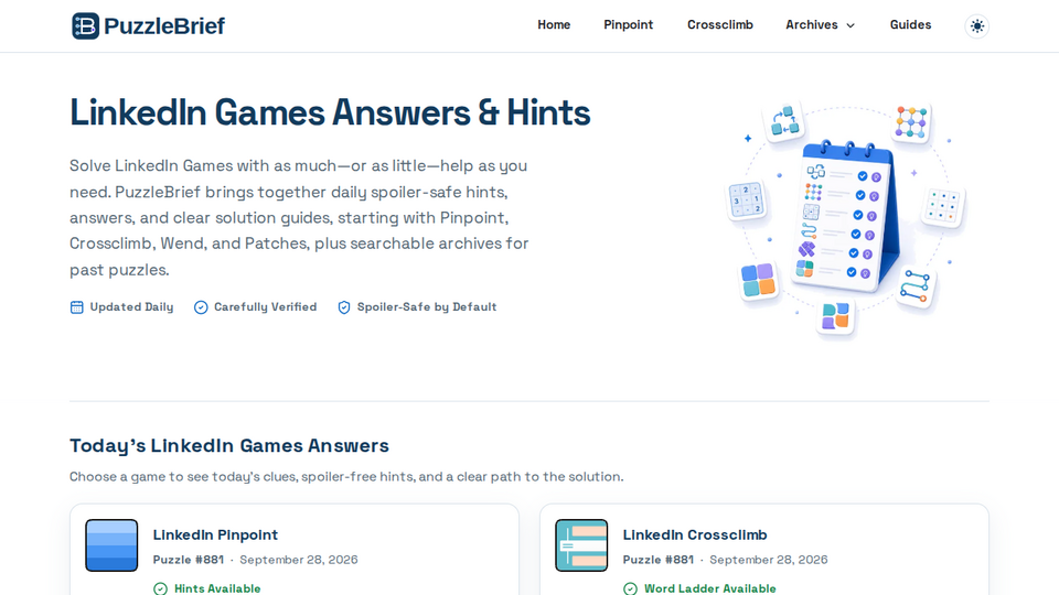 Screenshot of PuzzleBrief