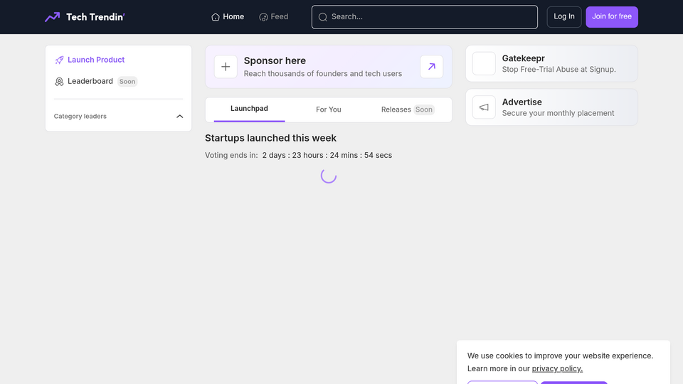 Screenshot of Tech Trendin'