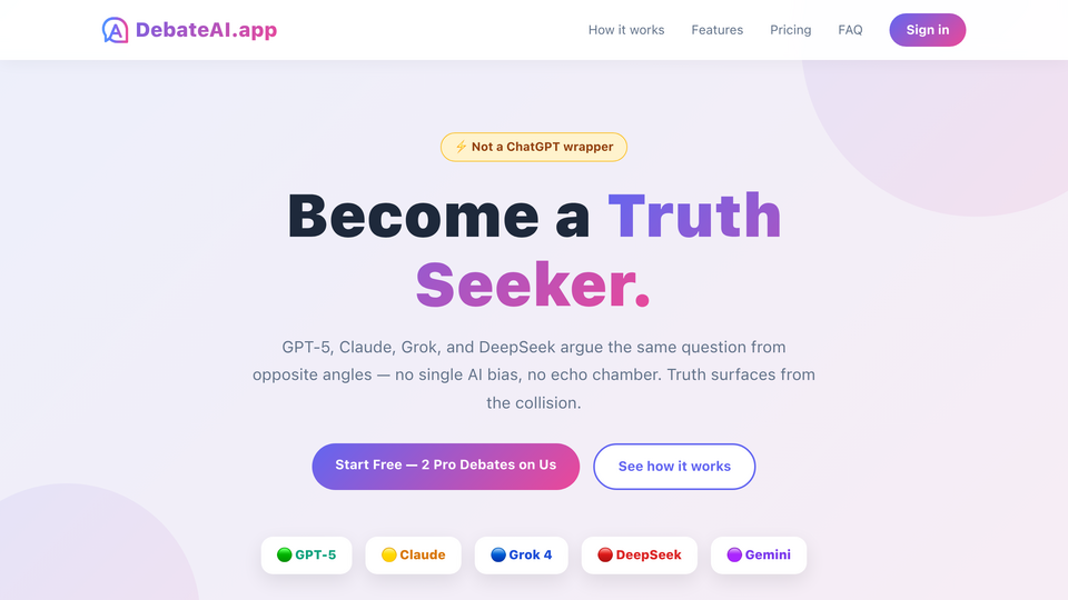 Screenshot of DebateAI.app