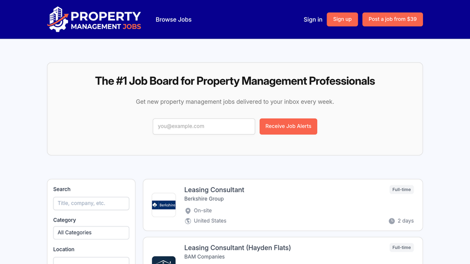 Screenshot of Property Management Jobs